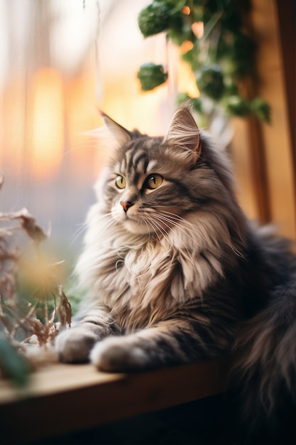 Adorable chat relaxant à l'intérieur