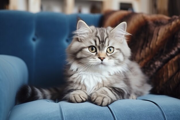 Adorable chat relaxant à l'intérieur