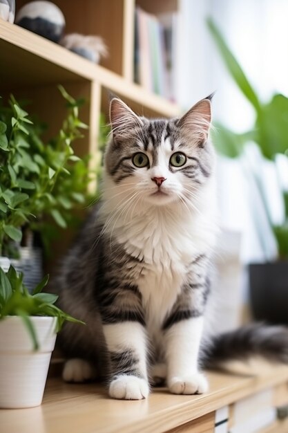 Adorable chat relaxant à l'intérieur