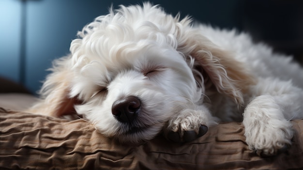 Photo gratuite adorable chien dormant paisiblement et se reposant