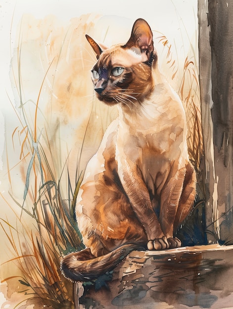 Une adorable illustration d'aquarelle de chat