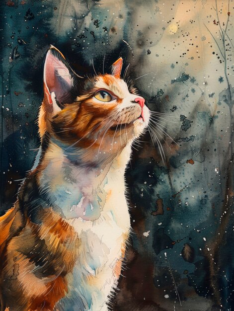 Une adorable illustration d'aquarelle de chat