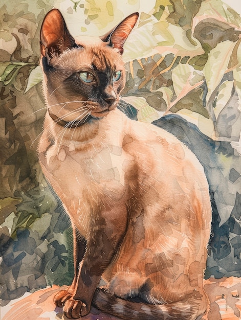 Une adorable illustration d'aquarelle de chat