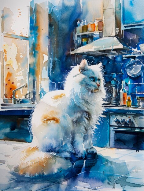 Une adorable illustration d'aquarelle de chat