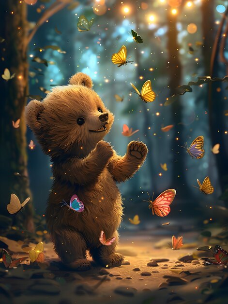 Une adorable illustration d'ours dans le style de l'art numérique