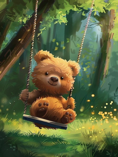 Photo gratuite une adorable illustration d'ours dans le style de l'art numérique