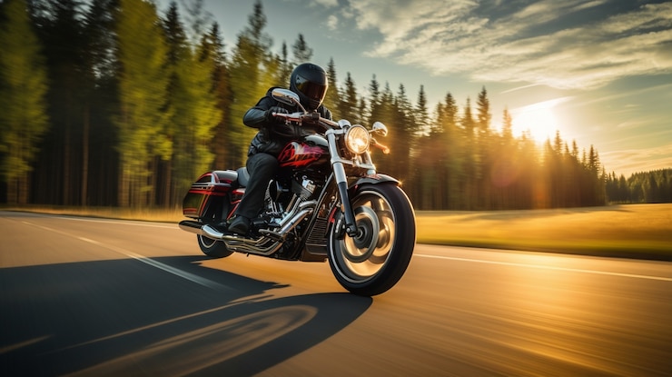 Photo gratuit adulte plein plan avec moto cool