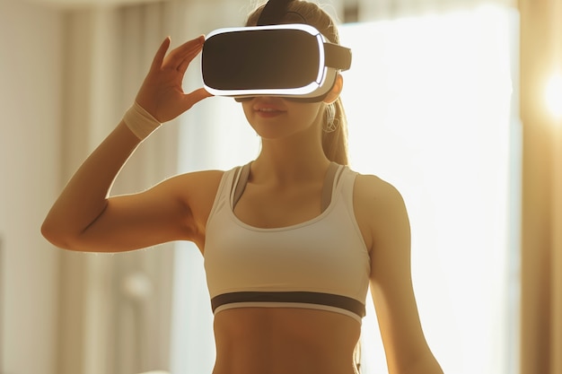 Photo gratuite des adultes faisant du fitness à travers la réalité virtuelle
