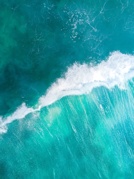 Aérien, coup vertical, bleu, mer