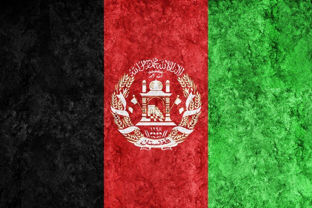 Afghanistan drapeau métallique, drapeau texturé, drapeau grunge