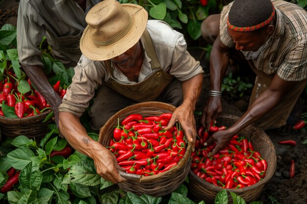 Des Africains récoltent des légumes