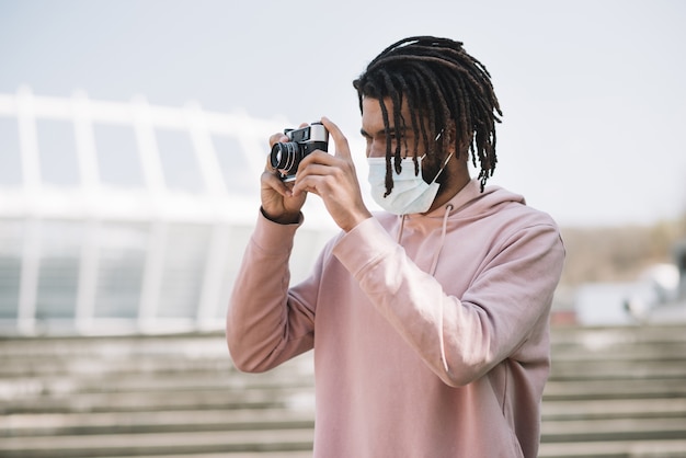 Afro-américain, prendre une photo