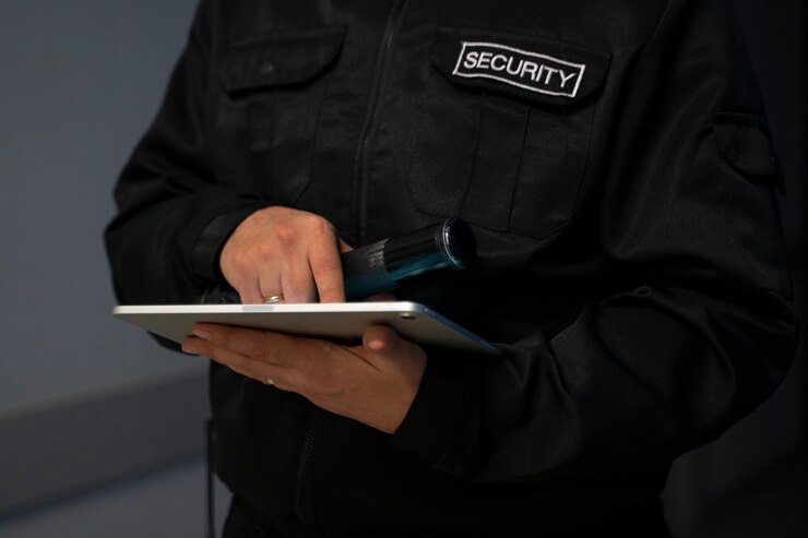 Photo gratuit agent de sécurité à l'espace de travail