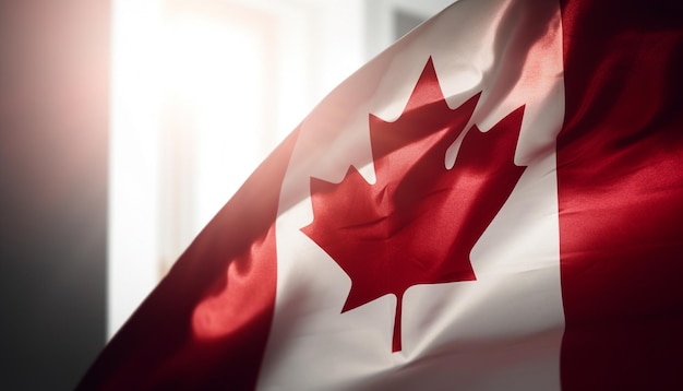 Photo gratuite agitant le drapeau canadien symbolise la fierté et le patriotisme générés par l'ia