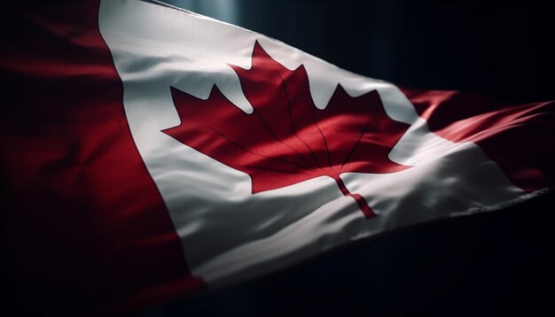 Agitant le drapeau canadien symbolise le patriotisme et la liberté IA générative