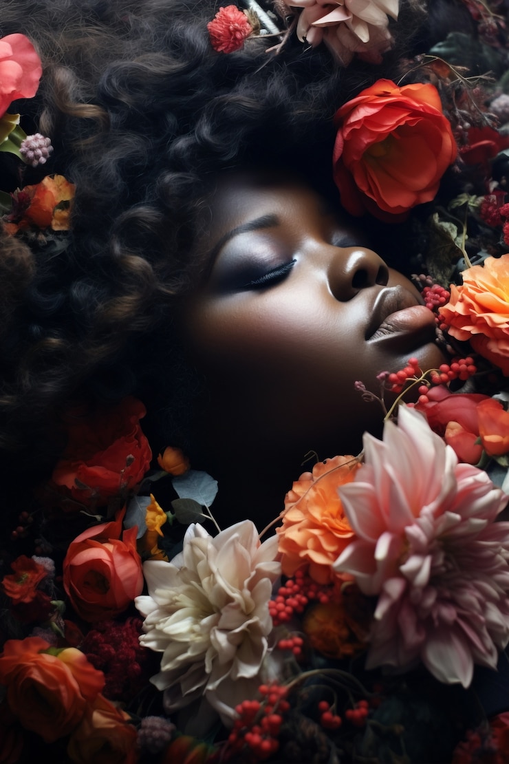 Photo gratuit ai généré par le portrait de la femme bloom