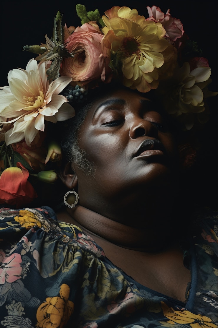 Photo gratuit ai généré de portrait de femme fleur