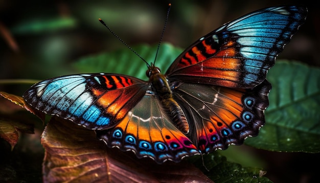 Photo gratuite aile de papillon multicolore dans une ia générative de forêt tropicale vibrante