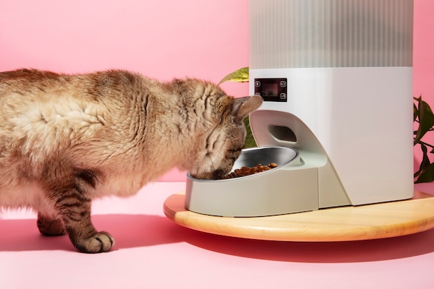 Photo gratuite alimentateur intelligent pour animaux de compagnie