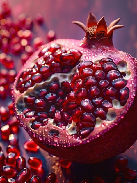 Aliments crus avec des gouttes d'eau en studio