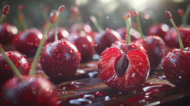 Aliments crus avec des gouttes d'eau en studio