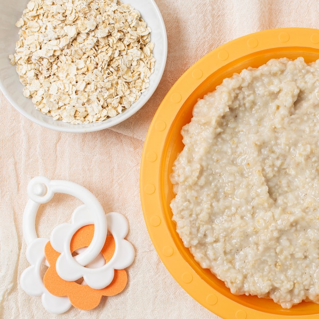 Photo gratuite aliments pour bébés faits maison avec un chiffon