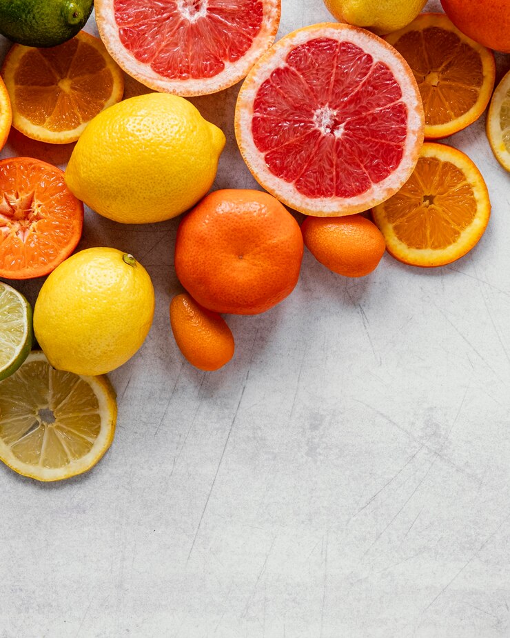 Photo gratuit aliments sains à plat pour une composition stimulant l'immunité