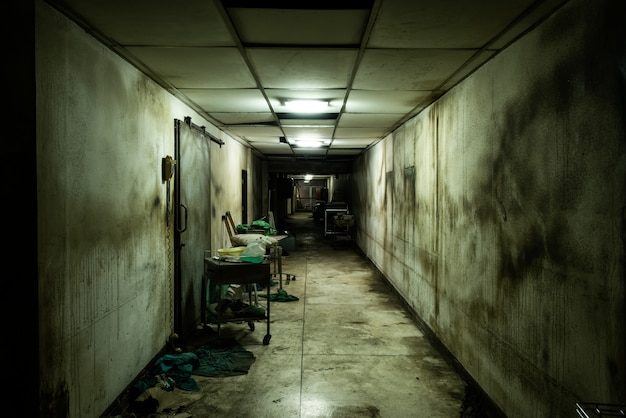 Allée abandonnée à l'hôpital psychiatrique