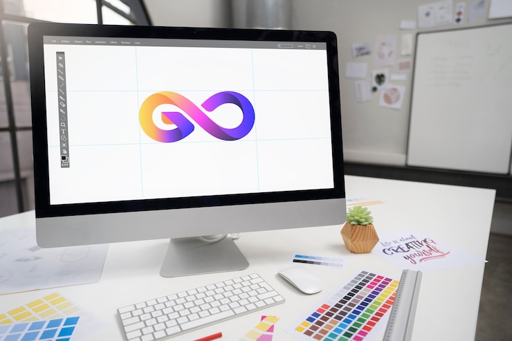 Photo gratuit aménagement d'un atelier de création de logo
