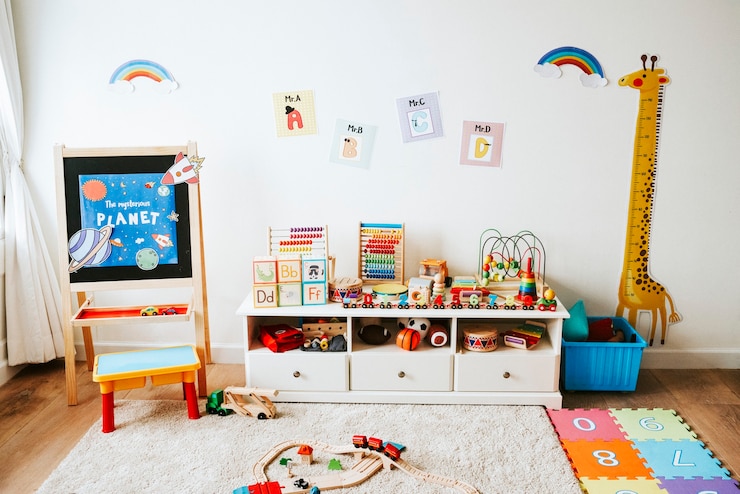 Photo gratuit aménagement intérieur d'une salle de classe de maternelle