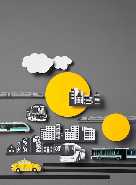 Aménagement des transports publics vue de face