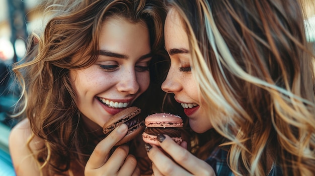 Photo gratuite des amis avec du chocolat délicieux.