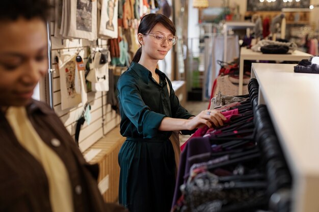 Amis, faire du shopping sur le marché de l'occasion