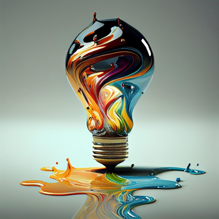 Photo gratuit ampoule créative avec ia générative de couleurs de peinture