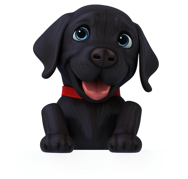 Photo gratuite amusant dessin animé 3d noir labrador retriever