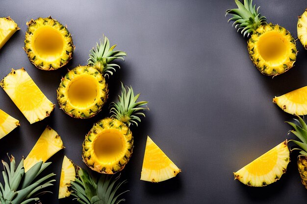 Ananas sur fond noir avec le mot ananas sur le dessus