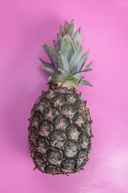 Ananas sur fond rose