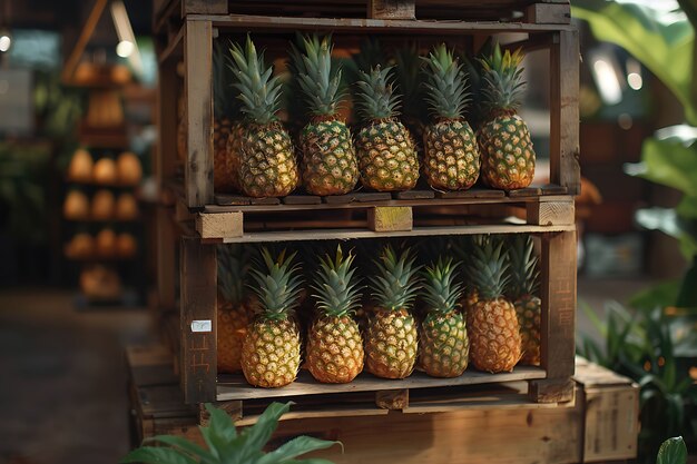 Photo gratuite ananas prêts à la vente