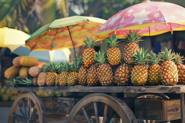 Photo gratuite ananas prêts à la vente