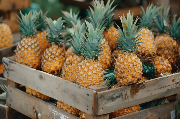 Photo gratuite ananas prêts à la vente