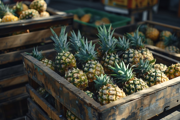 Photo gratuite ananas prêts à la vente