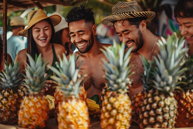 Photo gratuite ananas prêts à la vente