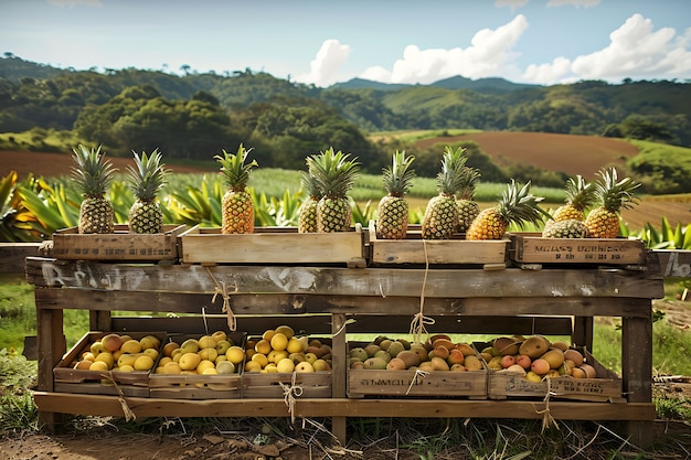 Photo gratuite ananas prêts à la vente