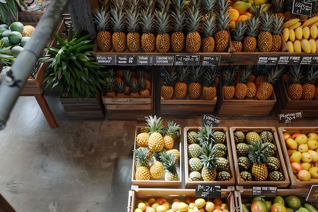 Photo gratuite ananas prêts à la vente