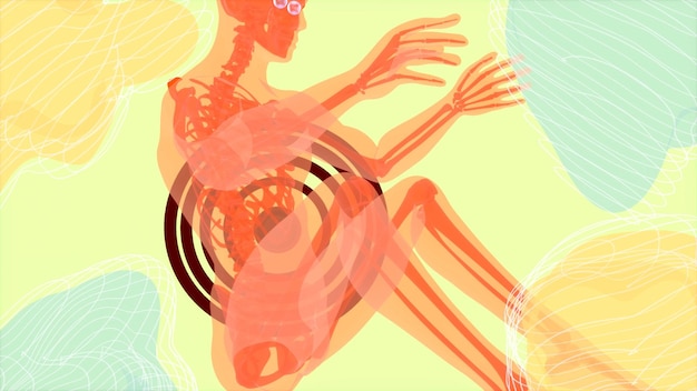 Anatomie 3D d'un homme faisant des redressements assis