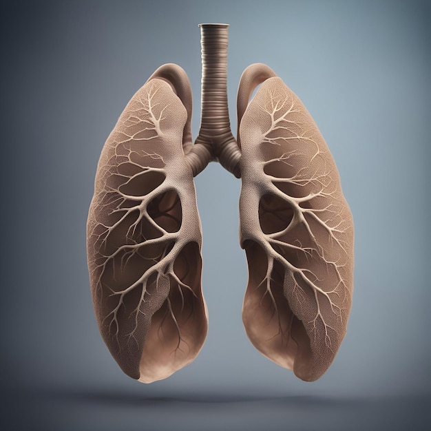 Photo gratuite anatomie des poumons sur fond gris rendu 3d et illustration