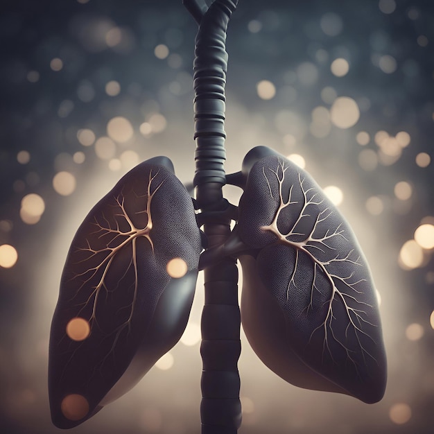Photo gratuite anatomie des poumons avec rendu 3d d'arrière-plan bokeh clair