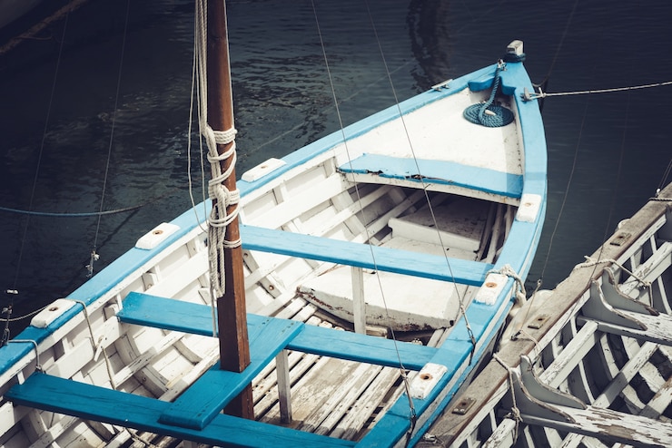 Photo gratuit ancien bateau de pêche d'en haut