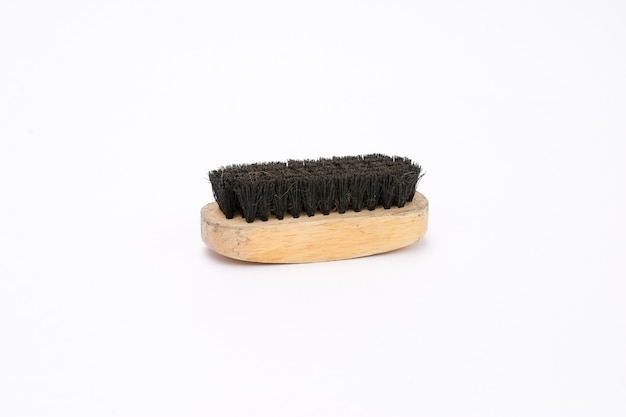 Ancienne brosse à chaussures avec manche en bois