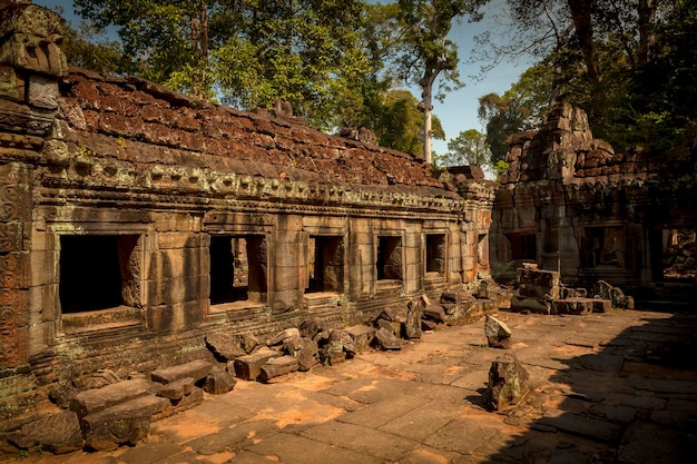 Angkor wat est un immense complexe de temples hindous au cambodge